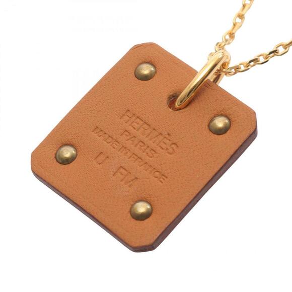 HERMES Orange Leather Necklace - Picture 2 of 5